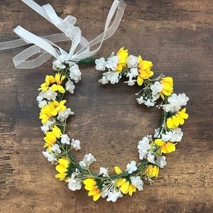 Yellow & White Flower Crown Headband – Festival / Wedding / Photoshoot (NWT)